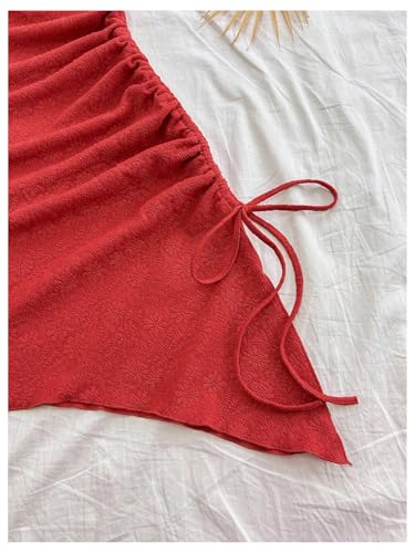 Women's Floral Print Halter Dress Sleeveless Drawstring Asymmetrical Hem Bodycon Dress