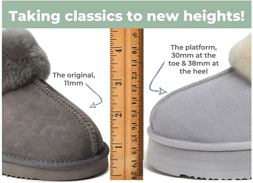 Women's Fireside Melton Genuine Shearling Shearling Platform Slippers Scuff