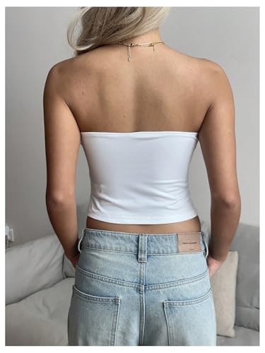 Women's Strapless Y2k Graphic Tube Crop Top Sleeveless Summer Bandeau Tops