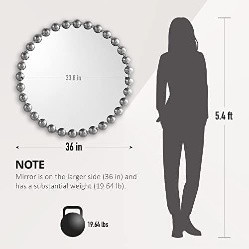 Metal Spherical Frame Round Mirror 36" Diameter