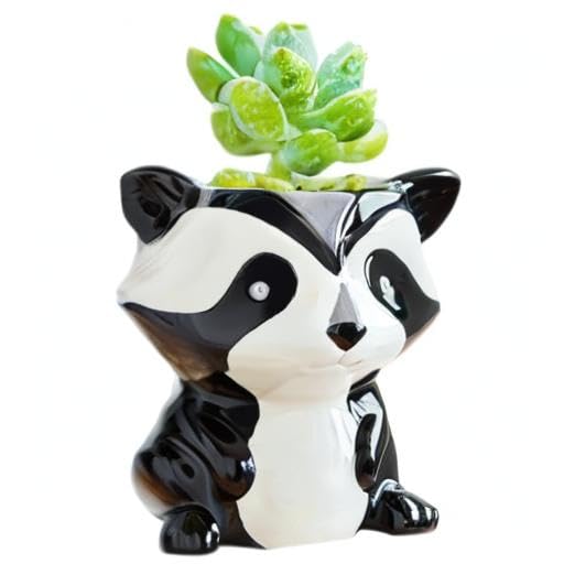 Cute Animal Ceramics Planter Small Succulent Pot Cartoon Shaped Plant Pot for Mini Plants Flower Cactus, Smooth Shiny Ceramic - Plants Not Included