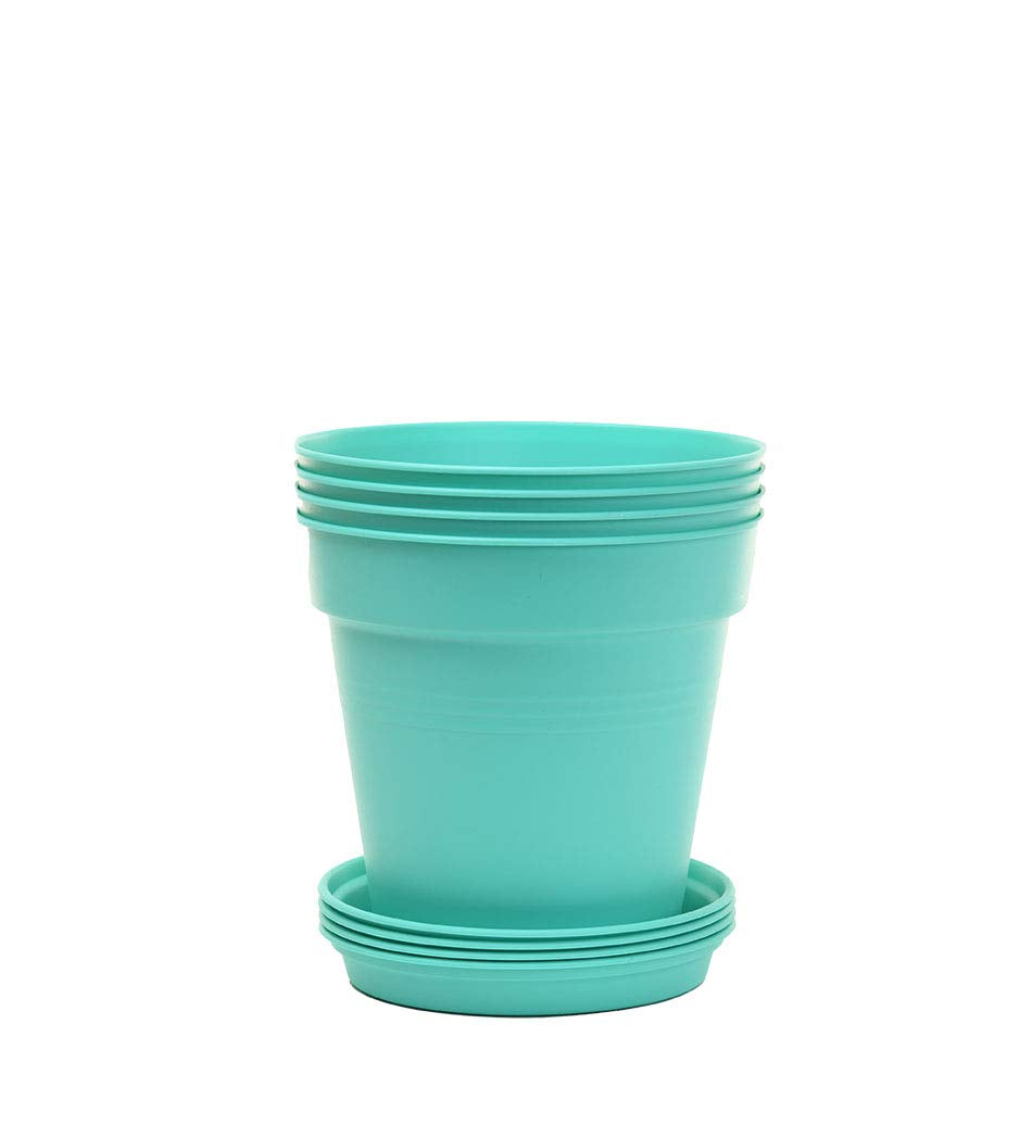 Home Garden Pots 4pk - Flowers, Herbs, Plants, Indoor, Outdoor, Colorful, 13cm Diameter (5in))