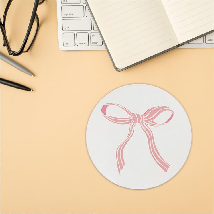 Coquette Pink Bow Mouse Pad, Non-Slip Rubber Base Mousepads for Office Desk Decor, 8.7 x 8.7 Inch