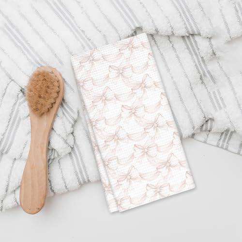 Girly Pink Bow Coquette Preppy Towel, 16x24 Inch