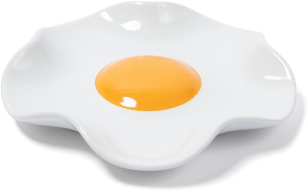 Fried Egg Ceramic Spoon Rest for stove top and kitchen counter | Large and Dishwasher-Safe Sponge Holder