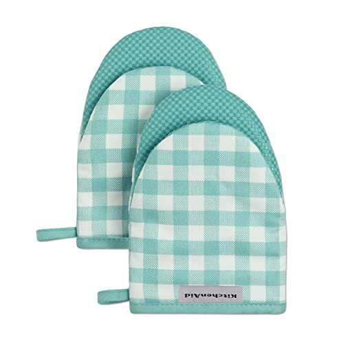 Gingham Mini Oven Mitt 2-Pack Set, Dried Rose, 5.5"x8"