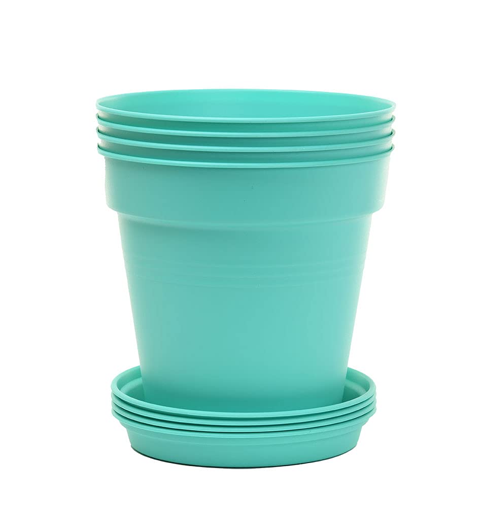 Home Garden Pots 4pk - Flowers, Herbs, Plants, Indoor, Outdoor, Colorful, 13cm Diameter (5in))