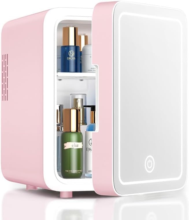 Skincare Fridge - Makeup Fridge for Refrigerating Skincare and Food, Mini Fridge Cooler and Warmer