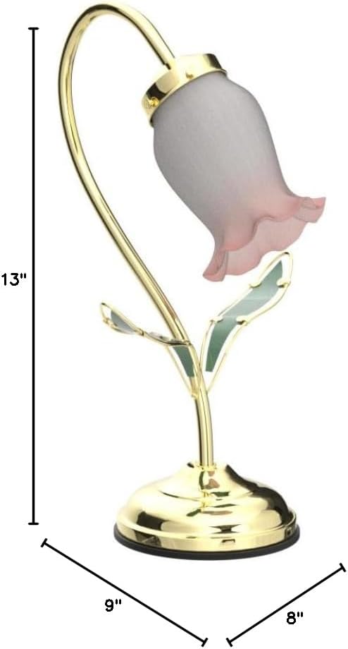 Collections Etc Decorative Flower Shaped Touch Lamp with 3 Brightness Settings - Gold-Toned Base, Glass Leaves - Glass, Metal