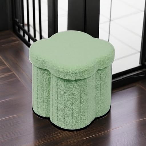 Flower-Shaped Storage Ottoman â€?Boucle Footstool & Seat for Living Room & Dorm