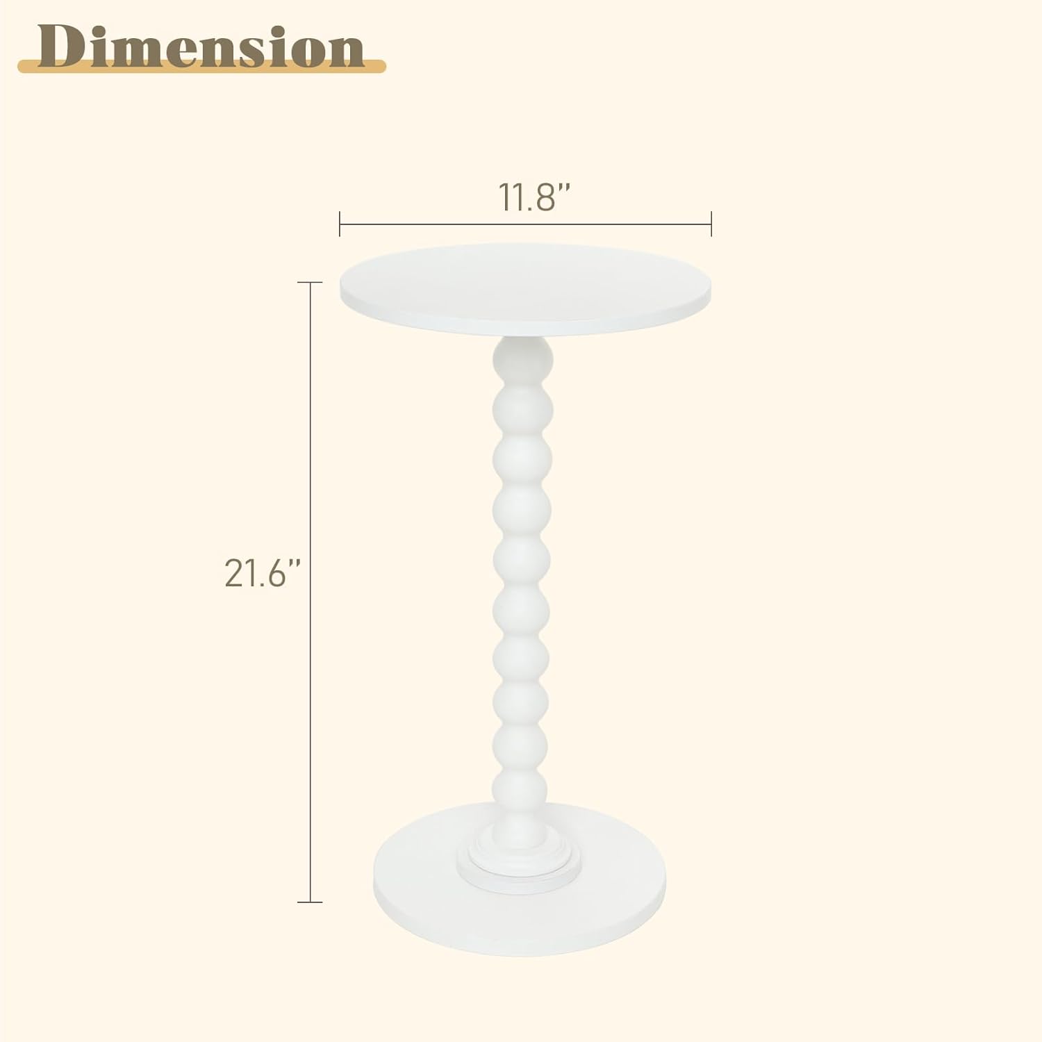 Round Side Table, Small Drink Table for Small Spaces, Modern Accent End Table Nightstand with Solid Wood Leg for Living Room, Bedroom, Corners, and Office