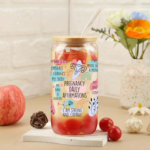 Cherry Bow Cup, Birthday Gifts for Women, Girly Gifts for Her, Sister, Mom, Colleague - 16 OZ Glass Tumbler with Straw & Lid, Coquette Iced Cup