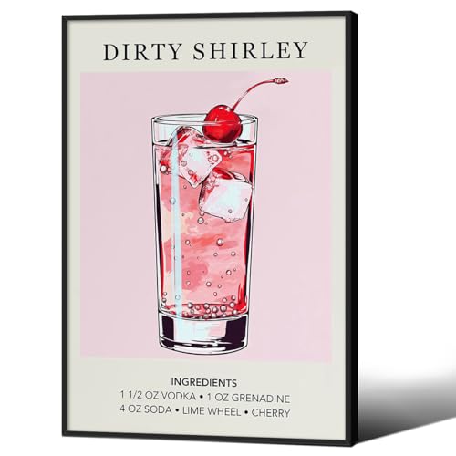 Cocktail Poster Alcohol Drink Wall Art Preppy Bar Cart Canvas Prints for Funky Bar Kitchen Wall Decor