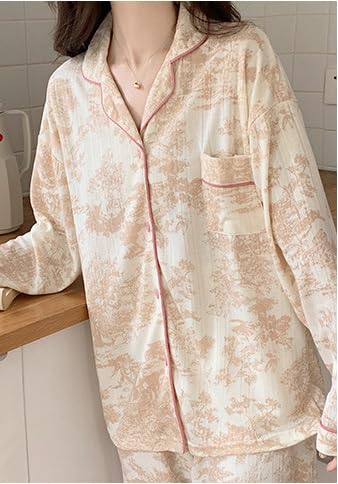 Women Linen Set Coquette Womens Pajamas Set - Old Money Aesthetic Lounge Sets