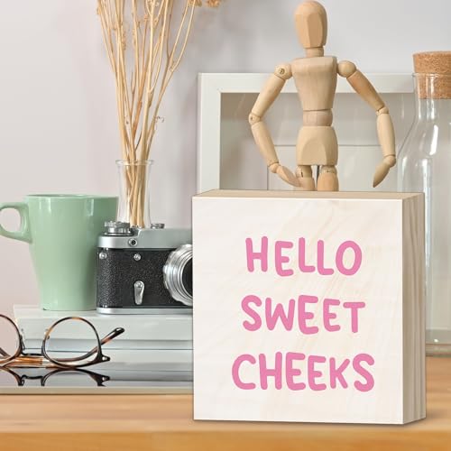 Hello Sweet Cheeks Bathroom Wood Block Signs