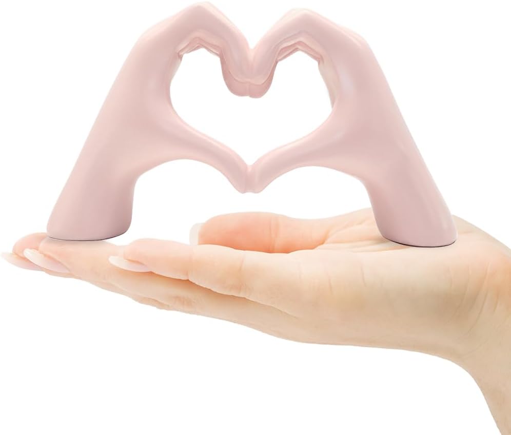Pink Heart Hand Sculpture â€?Cute Finger Heart Statue for Girl's Bedroom Decor & Gift