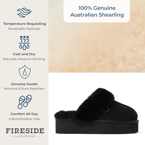 Women's Fireside Melton Genuine Shearling Shearling Platform Slippers Scuff