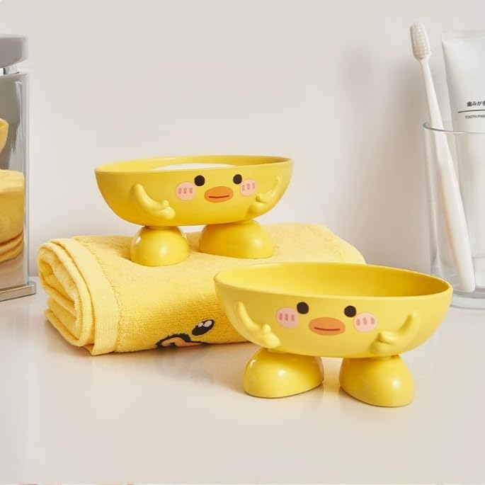 Duck Shape Soap Dish, Cute Self-Draining Soap Holder with Drain Hole