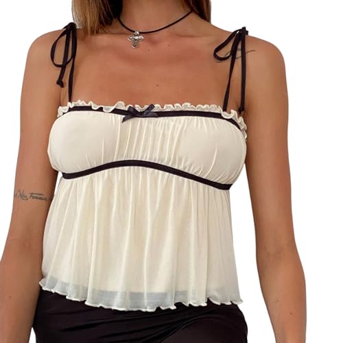 Women Elegant Lace V Neck Camis Sleeveless Spaghetti Strap Slim Camisoles Vintage Backless Tank Top