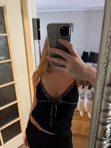 Emo Coquette Cropped Top Grunge 2000s Spaghetti Strap Tops Streetwear Vintage Camisole Y2k Cheetah Tops