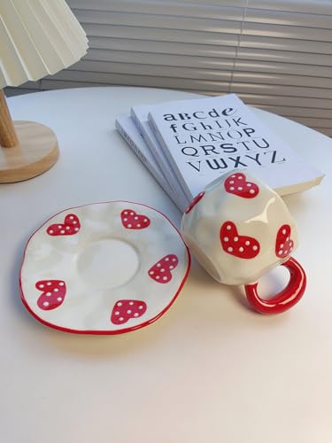 Coquette Bow Coffee Mug Personalized Set with Saucer Mug Porcelain Coffee Tea Cup 12oz