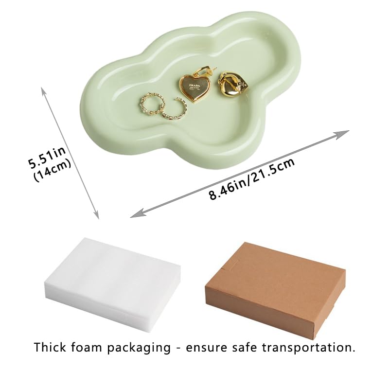 Cloud Trinket Dish, Chubby Jewelry Tray, Ceramic Jewelry Ring Trinket Dish for Rings Earrings Necklace Organizer