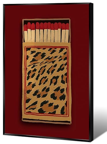 Vintage Leopard Wall Art Red Poster Fashion Cheetah Decor