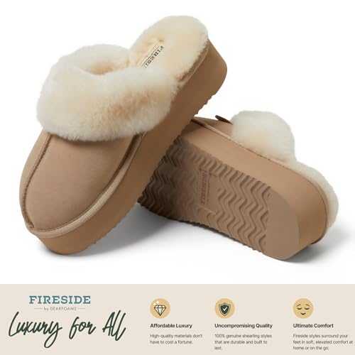 Women's Fireside Melton Genuine Shearling Shearling Platform Slippers Scuff