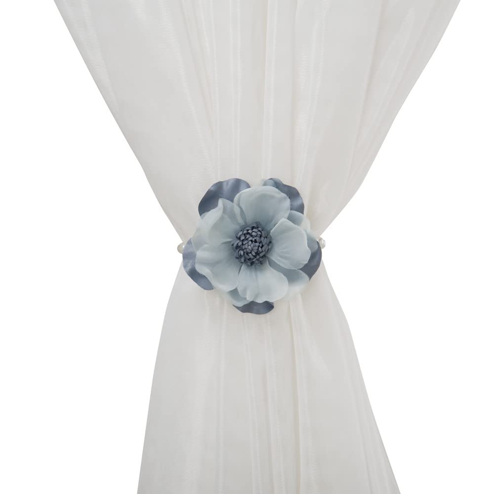 Elegant Pearl Magnetic Curtain Tieback with Handmade Flower Decorative Drapery Holdbacks Rope Holder