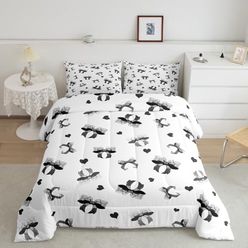 Cartoon Bowknot Comforter Set Pink Bow Tie Butterfly Knot Princess Bedding Set Floral Bow Comforter