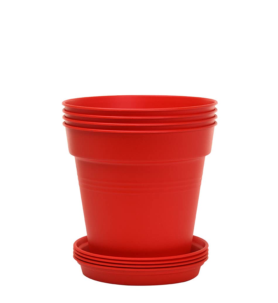 Home Garden Pots 4pk - Flowers, Herbs, Plants, Indoor, Outdoor, Colorful, 13cm Diameter (5in))