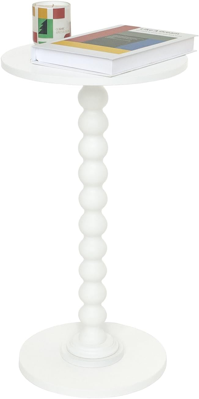 Round Side Table, Small Drink Table for Small Spaces, Modern Accent End Table Nightstand with Solid Wood Leg for Living Room, Bedroom, Corners, and Office