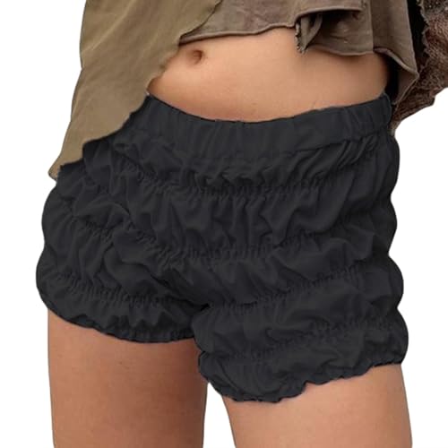 Women Y2k Ruffle Bloomer Shorts Slim Fit Sexy Smocked Lolita Short Pants Pj Lounge Boxers Micro Shorts Bottoms