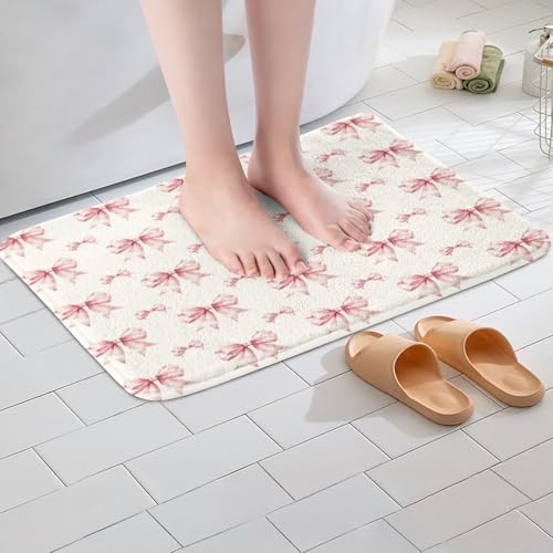 Kawaii Ribbon Bow 20"X32" Bath Mat Non Slip