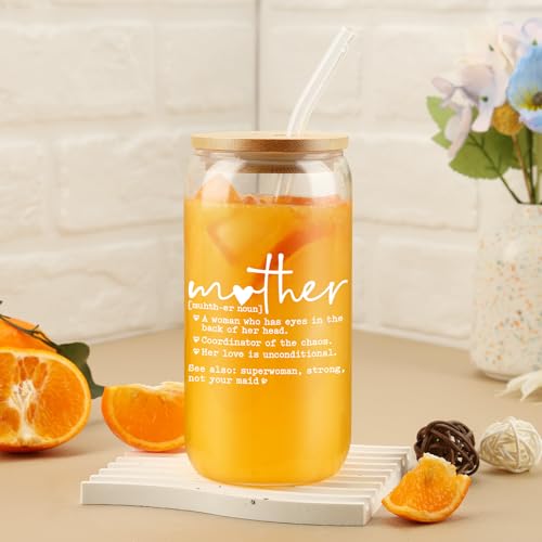 Cherry Bow Cup, Birthday Gifts for Women, Girly Gifts for Her, Sister, Mom, Colleague - 16 OZ Glass Tumbler with Straw & Lid, Coquette Iced Cup