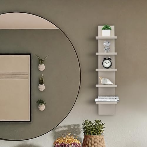 Vertical 5-Tier Wall Shelf Floating Storage Organizer for Bedroom & Living Room