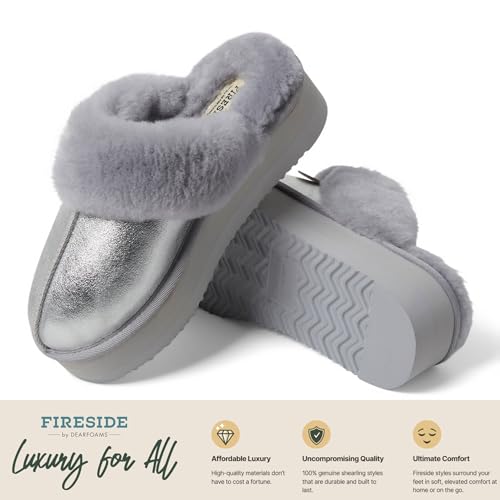 Women's Fireside Melton Genuine Shearling Shearling Platform Slippers Scuff