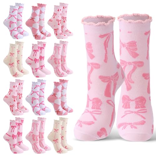 Coquette Pink Bow Socks Women's