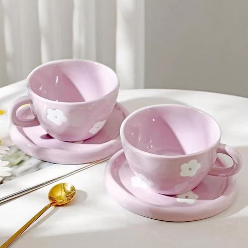 Coquette Bow Coffee Mug Personalized Set with Saucer Mug Porcelain Coffee Tea Cup 12oz