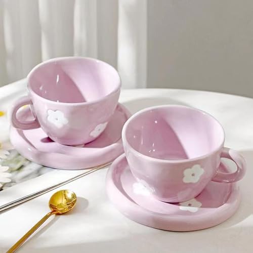 Coquette Bow Coffee Mug Personalized Set with Saucer Mug Porcelain Coffee Tea Cup 12oz