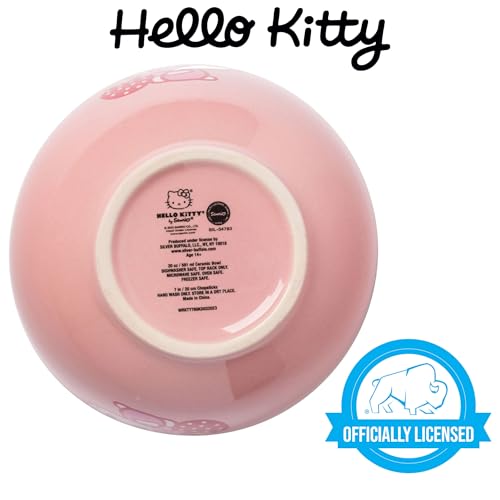 Ceramic Sanrio Hello Kitty Ramen Noodle Rice Bowl with Chopsticks, Microwave Safe