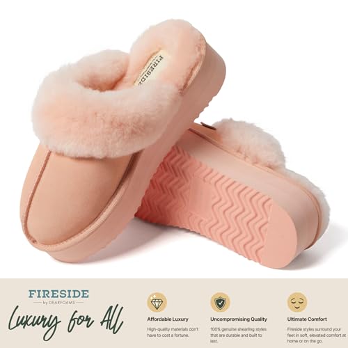 Women's Fireside Melton Genuine Shearling Shearling Platform Slippers Scuff