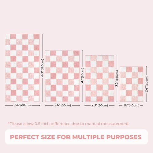 Checkered Bathroom Rugs, Fluffy Rug, Absorbent Microfiber Ultra Soft Bath Mat Washable, Non-Slip Bath Mats for Bathroom, Cute Floor Mat