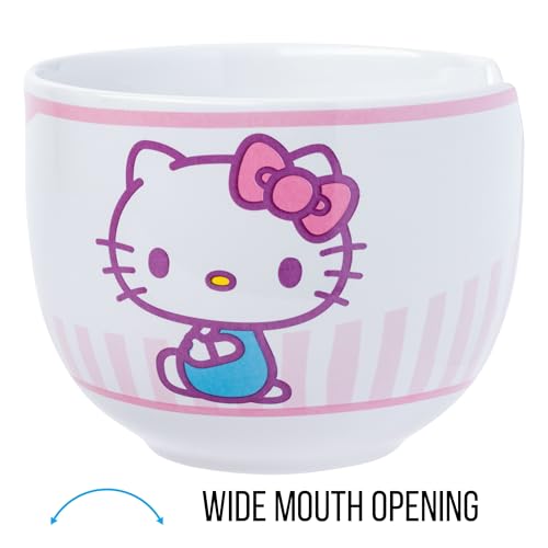 Ceramic Sanrio Hello Kitty Ramen Noodle Rice Bowl with Chopsticks, Microwave Safe