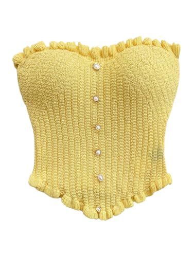 Women's Pearl Strapless Tops Summer Asymmetrical Tube Tops