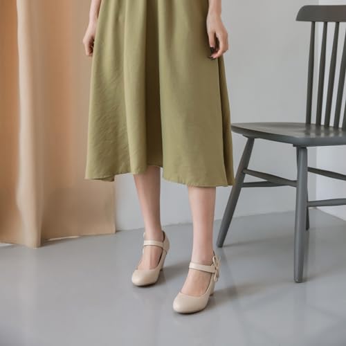 Women's Bow Mary Jane Dress Pumps Shoes Chunky Block High Heels Round Toe Shoes