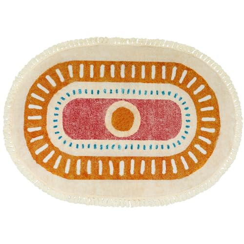 Orange Rainbow Boho Runner Rugs with Fringes, Sun Washable Hallway Runner Rug, Soft Non-Slip Area Rug