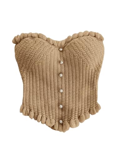 Women's Pearl Strapless Tops Summer Asymmetrical Tube Tops