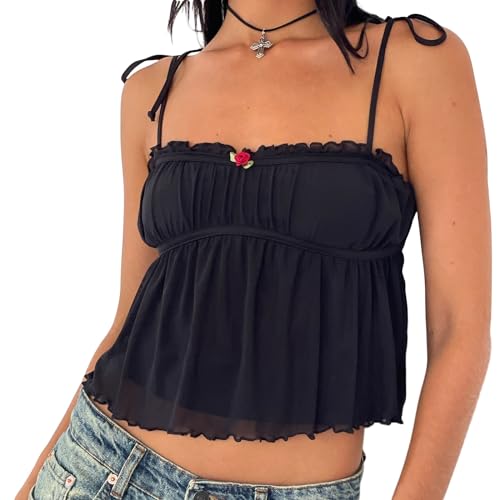 Women Elegant Lace V Neck Camis Sleeveless Spaghetti Strap Slim Camisoles Vintage Backless Tank Top