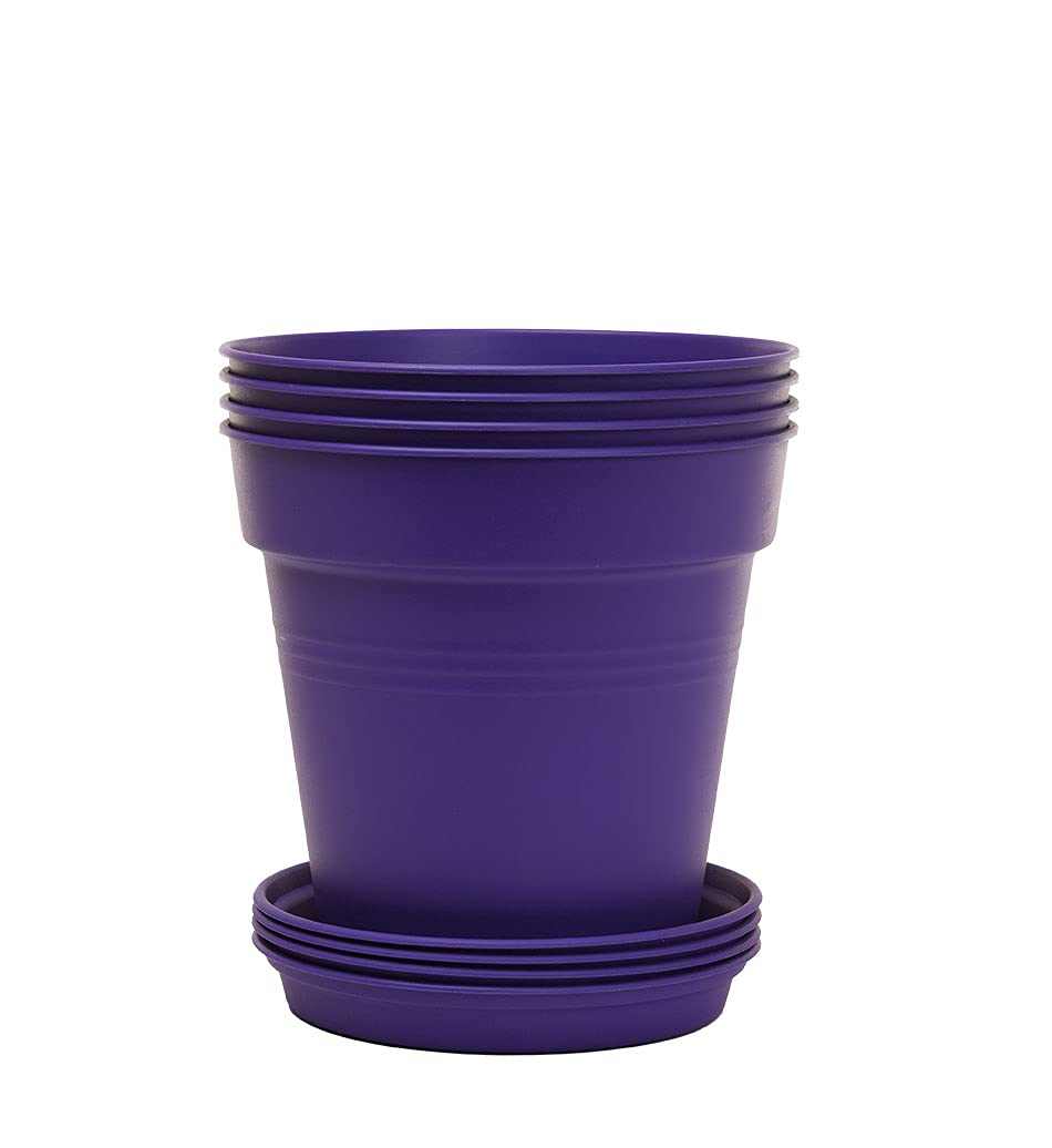 Home Garden Pots 4pk - Flowers, Herbs, Plants, Indoor, Outdoor, Colorful, 13cm Diameter (5in))